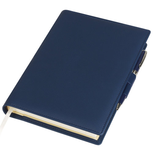 Ежедневник-портфолио Clip недатированный в подарочной коробке, синий (в комплекте ручка Tesoro синяя)