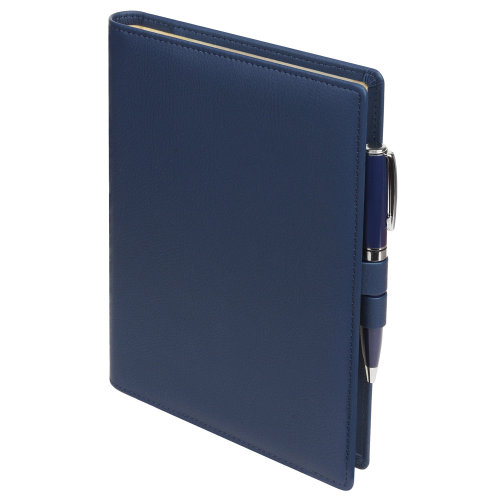Ежедневник-портфолио Clip недатированный в подарочной коробке, синий (в комплекте ручка Tesoro синяя)