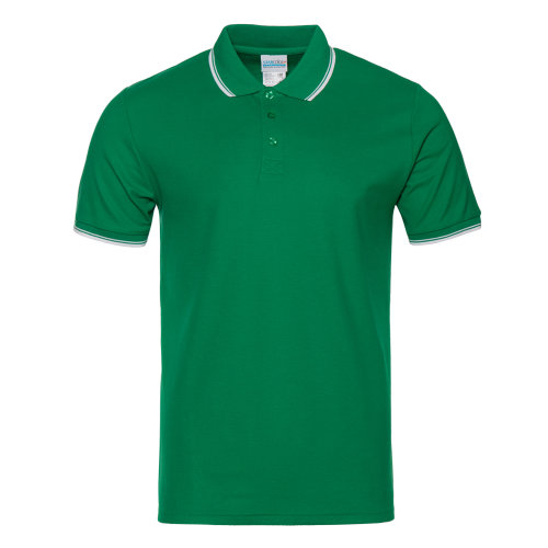 Рубашка поло мужская STAN с окантовкой хлопок/полиэстер 185, 04T, зелёный