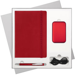 Подарочный набор Portobello/Alpha BtoBook красный (Ежедневник недат А5, Ручка, Power Bank)