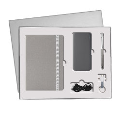 Подарочный набор Portobello/Marseille st BtoBook серый (Ежедневник недат А5, Ручка, ЗУ Luce, Кабель Cavi)