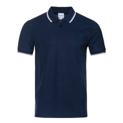 Рубашка поло мужская STAN с окантовкой хлопок/полиэстер 185, 04T, темно-синий