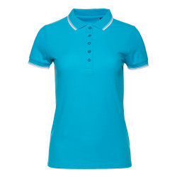 Рубашка поло женская STAN с окантовкой хлопок/полиэстер 185, 04BK, бирюзовый