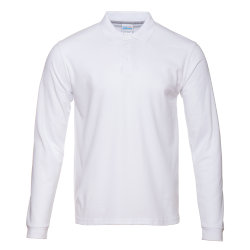 Рубашка поло мужская STAN длинный рукав хлопок/полиэстер 185, 04S, белый