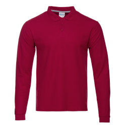 Рубашка поло мужская STAN длинный рукав хлопок/полиэстер 185, 04S, бордовый