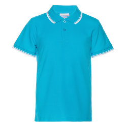 Рубашка поло детская STAN с окантовкой хлопок/полиэстер 185, 04TJ, бирюзовый