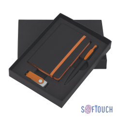 Подарочный набор "Андрия", покрытие soft touch, черный с оранжевым