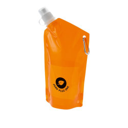 Емкость для питья с карабином, 600 мл, полиэтилен, оранжевый прозрачный