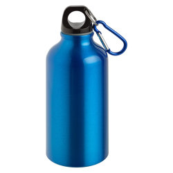 Бутылка для спорта 400 мл с карабином, алюминий, синяя