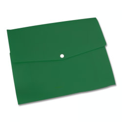 Папка-конверт на кнопке А4, зеленая, 400мкм
