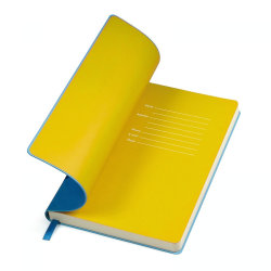 Бизнес-блокнот, формат А5, в линейку, голубой/желтый