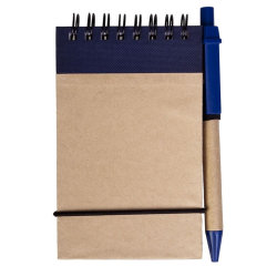 Блокнот на кольцах 7,6x13,4см Eco Note с ручкой, синий