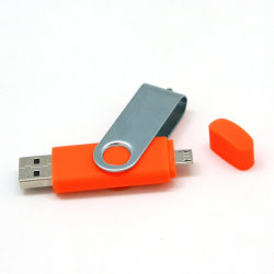 Флешка 32 Гб с дополнительным разъемом Micro USB, оранжевый