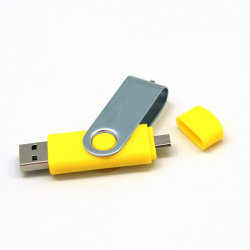 Флешка 16 Гб с дополнительным разъемом Micro USB, желтый