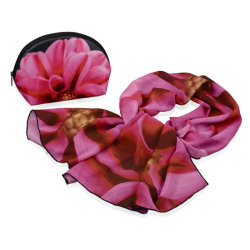 Набор: косметичка и шарф с принтом, 25,6х17х3,3 см, полиэстер, розовый