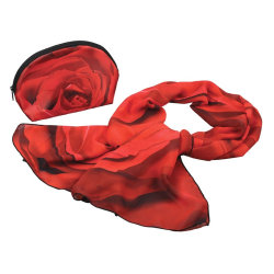 Набор: косметичка и шарф с принтом, 25,6х17х3,3 см, полиэстер, красный