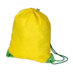 Рюкзак 31х38см полиэстер, желтый с зеленым шнуром