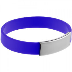 Силиконовый браслет с металлической шильдой, синий