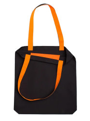 Холщовая сумка PORTO с карманом, чёрно-оранжевая