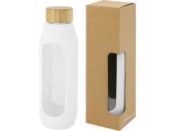 Tidan Бутылка из боросиликатного стекла объемом 600 мл с силиконовым держателем, белый